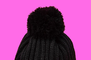Kids Pompom Beanie - Black