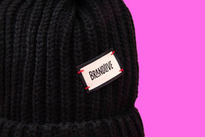 Kids Pompom Beanie - Black